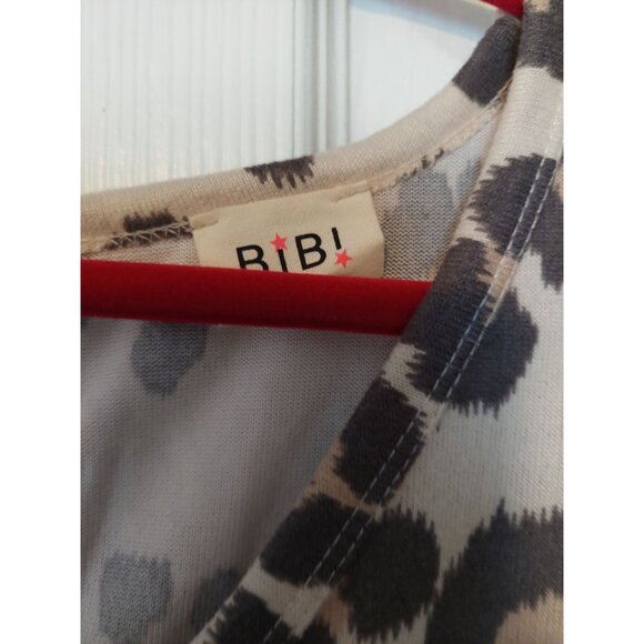 Leopard Print BiB! Short Sleeve Romper With V-Neck & Keyhole Back Drawstring Wai - Picture 2 of 4